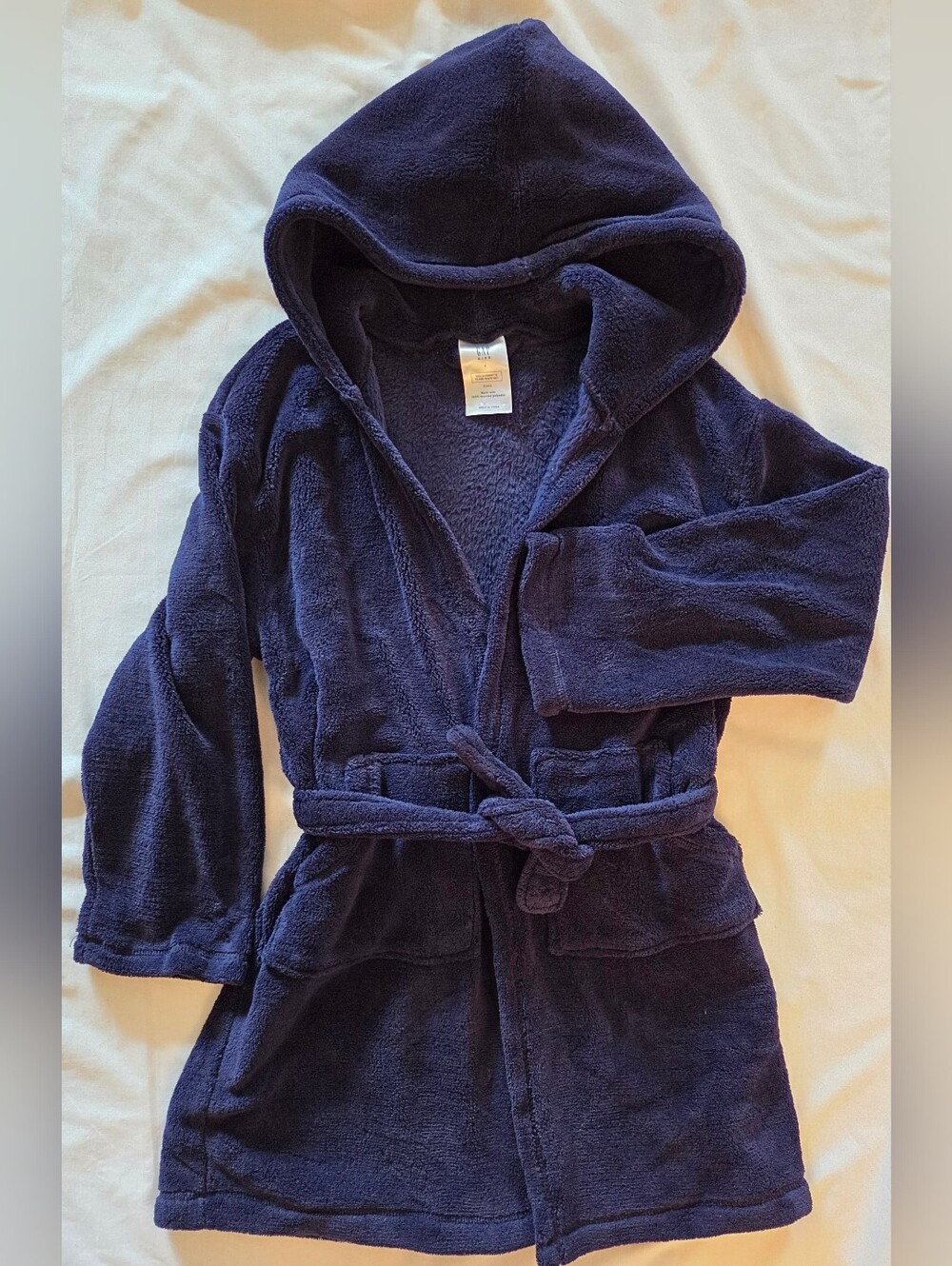 Gap Kids Boy Or Girl Fuzzy Hooded Robe Navy Blue Pajamas Kids 6